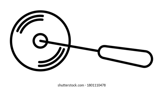 ROUND PIZZA KNIFE ON WHITE BACKGROUND IN VECTOR