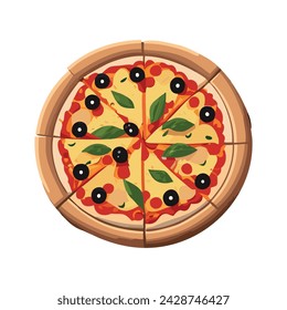 Round pizza vector illustration on white background