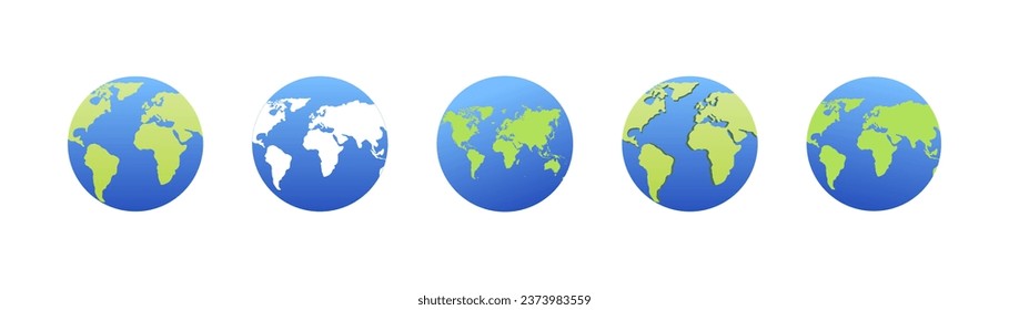 Round planet earth icon set. 