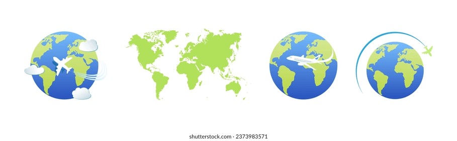 Conjunto de iconos de planeta redondo. 