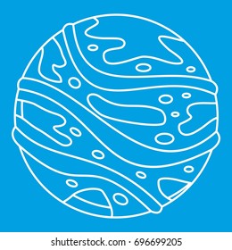 Round planet icon blue outline style isolated vector illustration. Thin line sign