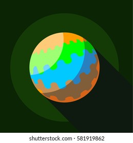 Round planet icon. Flat illustration of round planet vector icon for web