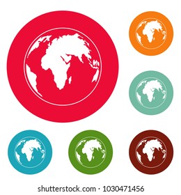 Round planet icons circle set vector isolated on white background