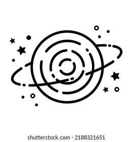 Round Planet With Ring And Stars Shape Flat Icon Design