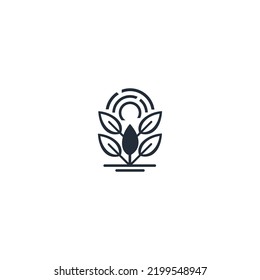 round plant abstract design logo