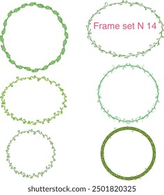 Marcos redondos de plantas con hojas y zarcillos de vid. Marcos de Vector de Ilustración vectorial sobre un fondo transparente en forma de hierba trepadora con hojas y subgrupos curvos en un círculo