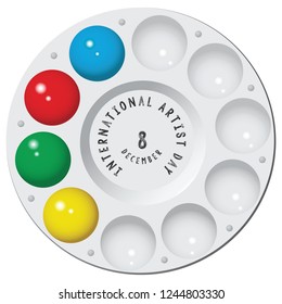 Round plastic palette with water color for International Artist Day