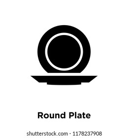 Round Plate icon vector isolated on white background, logo concept of Round Plate sign on transparent background, filled black symbol