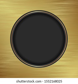 round plate on metal textured background