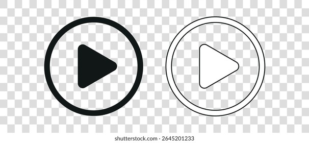 Round play button icons on transparent background
