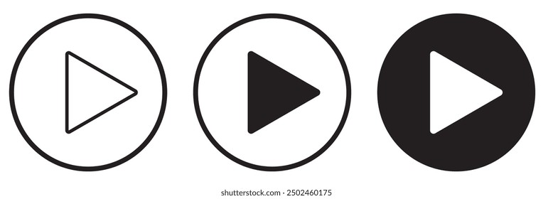 Round play button icons set.