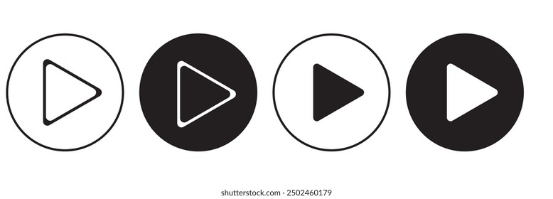 Round play button icons set.