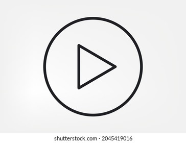 Round play button. Linear design. Vector graphics. Icon.