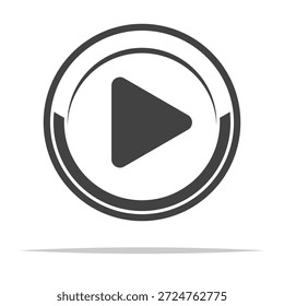Round play button outline icon transparent vector isolated