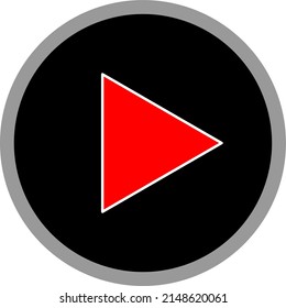 Round play icon, vector button for websites and internet music and video applications