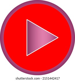 Round play icon, vector button for websites and internet music and video applications