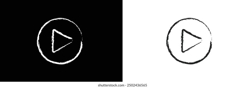 round play vector icon on black background eps 10.