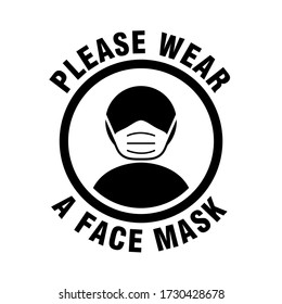 Round Please Wear a Face Mask Sign with Text. Vector Image.