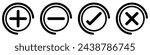 Round plus and minus icons set with different thicknesses. Vector. plus icon