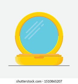 Round pocket mirror vector flat design.