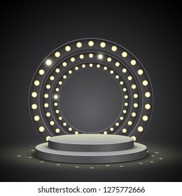 Round podium with backlight, vector stage design