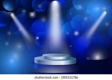 Round podium . Blank background for the presentation. Stage empty for decor product, advertising, award. Vector illustration.