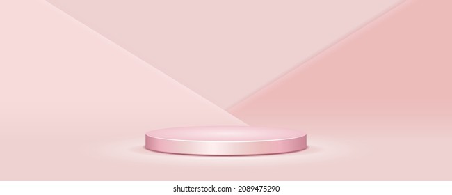 Round podium. Empty pedestal for award ceremony or presentation. Vector illustration.