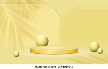 Round podium. Empty pedestal for award ceremony or presentation products. Vector illustration.