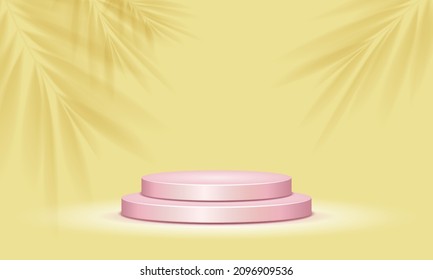 Podio redondo. Velador vacío para la ceremonia de entrega de premios o productos de presentación. Ilustración vectorial.
