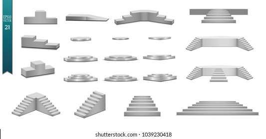 Round podium, isolated on a transparent background. 3d pedestal. Vector illustration.
