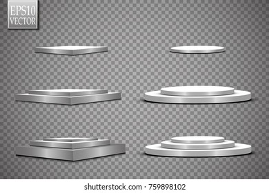Round podium, isolated on a transparent background. 3d pedestal. Vector illustration.