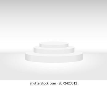 Round podium light icon. Empty 3d stage place. Pedestal circular symbol for presentation. Vector illustration.