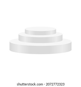 Round podium light objects. Empty 3d stage place. Pedestals set. Vector illustration for presentation. 