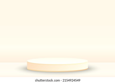 Round podium on a cream background.
