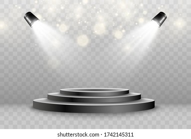 
Round podium or platform on a transparent background with spotlights