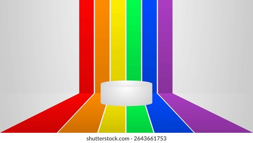 round podium with pride colors Abstract background Vector illustration