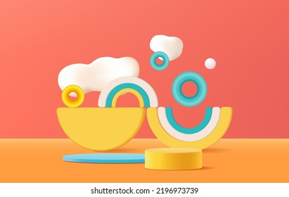 Table ronde pour la présentation du produit en composition créative 3d.