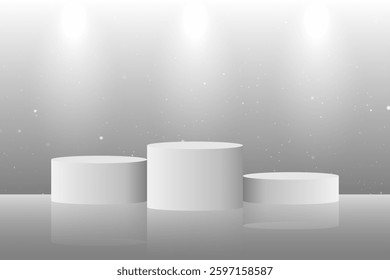 round podium set background with light and shadow. Abstract geometric composition in minimalist design
