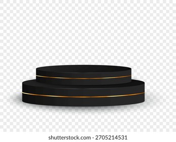 Round podium with shadows on a transparent background.