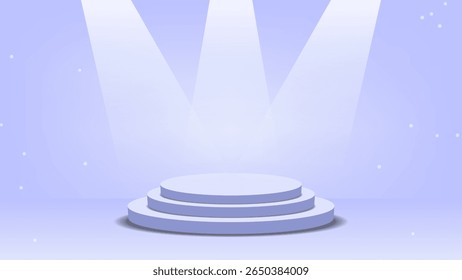 Round podium spotlight stage empty blue minimal abstract background celebration, This content was created using vector drawing tools and software, not generated by AI