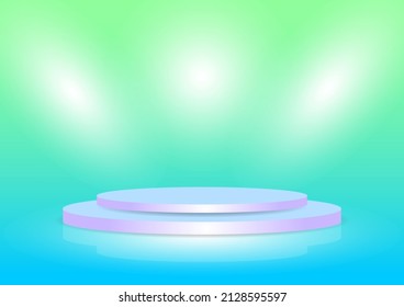 Pantalla de escenario de podio redondo con plantilla de fondo de efecto de iluminación para la publicidad de productos de lugar.
