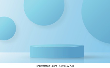 Runde Podiumbühne mit schönen und kreativen Symbolen und goldenem Papierschnitt auf Farbhintergrund für das Design von Kosmetikmarken und Werbung