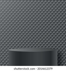 Round podium stage with nice and creative symbols and black paper cut style on color background for cosmetics brand design and advertising
