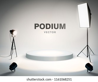 Round podium Stock vector illustration.