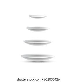 Round podiums isolated on vertical, on white background