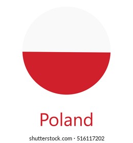 Round Poland Flag Vector Icon Isolated, Poland Flag Button