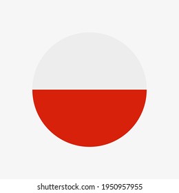 Round Polish Flag Vector Icon Isolated On White Background. The Flag Of Poland In A Circle.