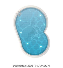 Round pool top view. Isolated. Summer theme composition. Vector illustration.
