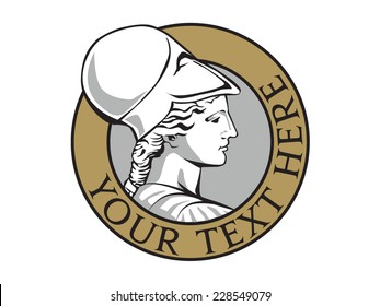 Round Portrait Of Goddess Athena On A Shield