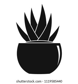 Round pot aloe icon. Simple illustration of round pot aloe vector icon for web design isolated on white background
